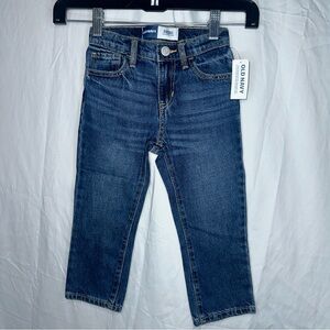 Old Navy Toddler Unisex Slouchy Straight Ecru-Wash Jeans Size 3T Adjustable 016